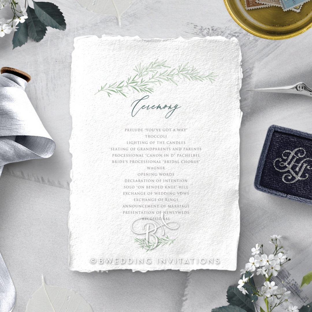 Simple Elegance order of service ceremony stationery invite card