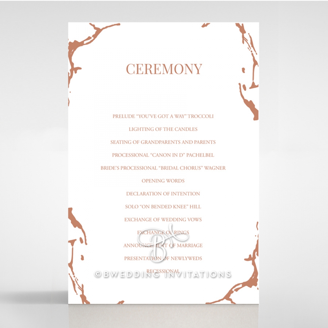 Stonework wedding order of service invite card