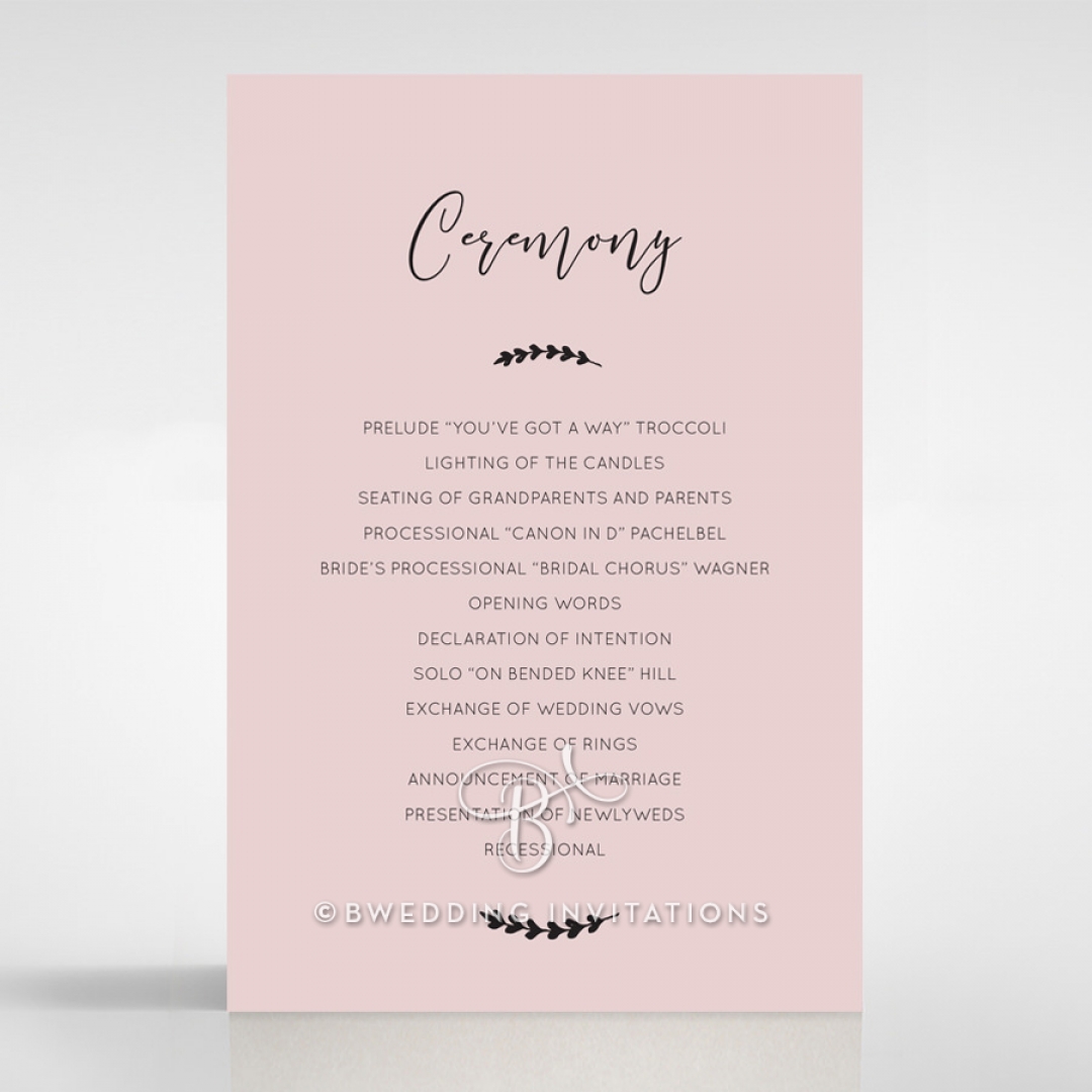 Sweet Romance order of service invitation card