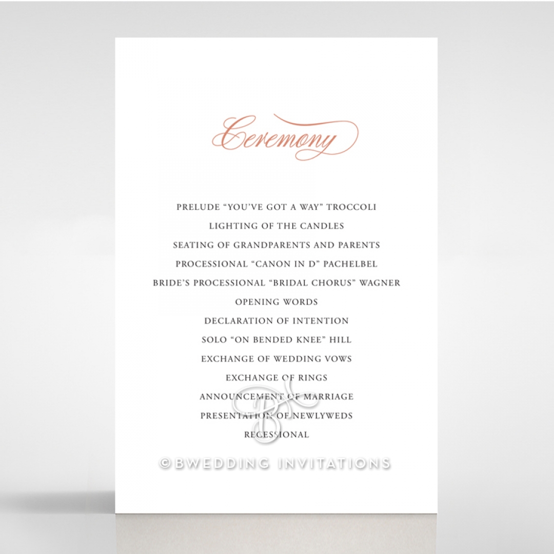 Timeless Romance wedding order of service card