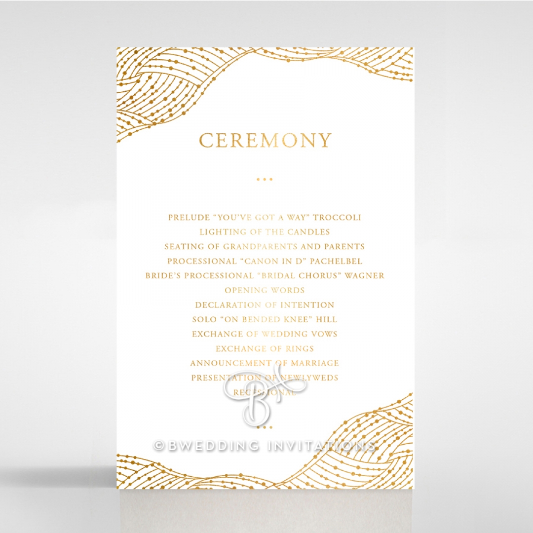 Woven Love Letterpress with foil order of service stationery invite