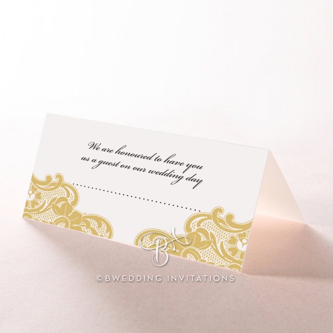 Black Lace Drop wedding venue place card