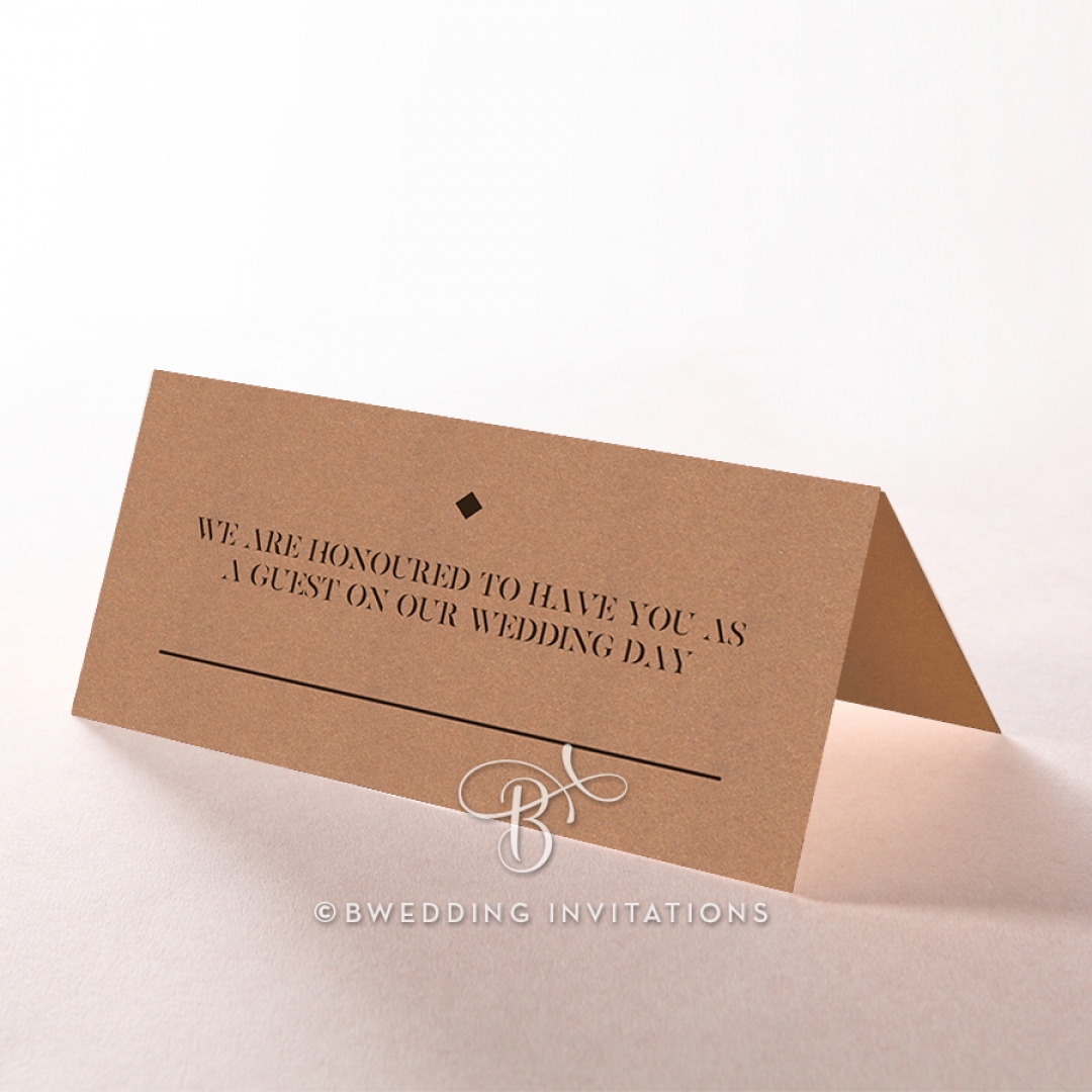 Etched Cork Letter reception place card stationery design