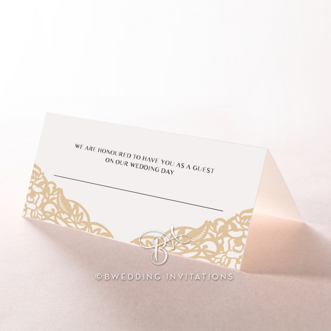 Golden Floral Lux wedding venue table place card