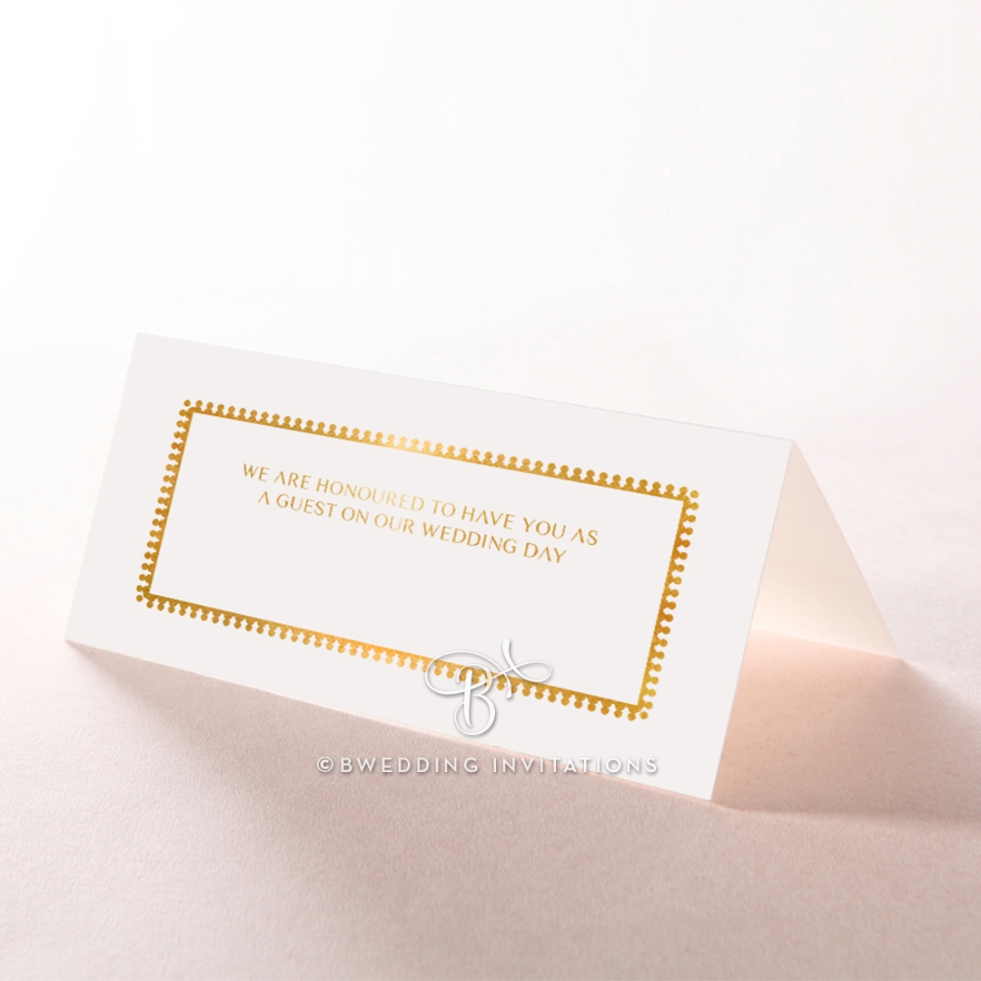 Ivory Doily Elegance with Foil wedding place card stationery design