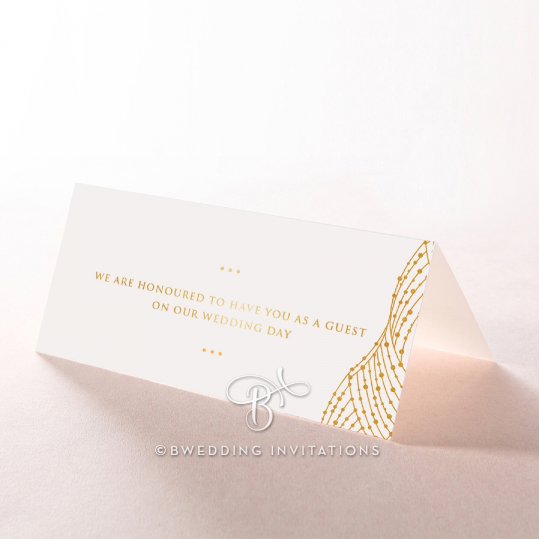 Woven Love Letterpress with foil wedding reception place card