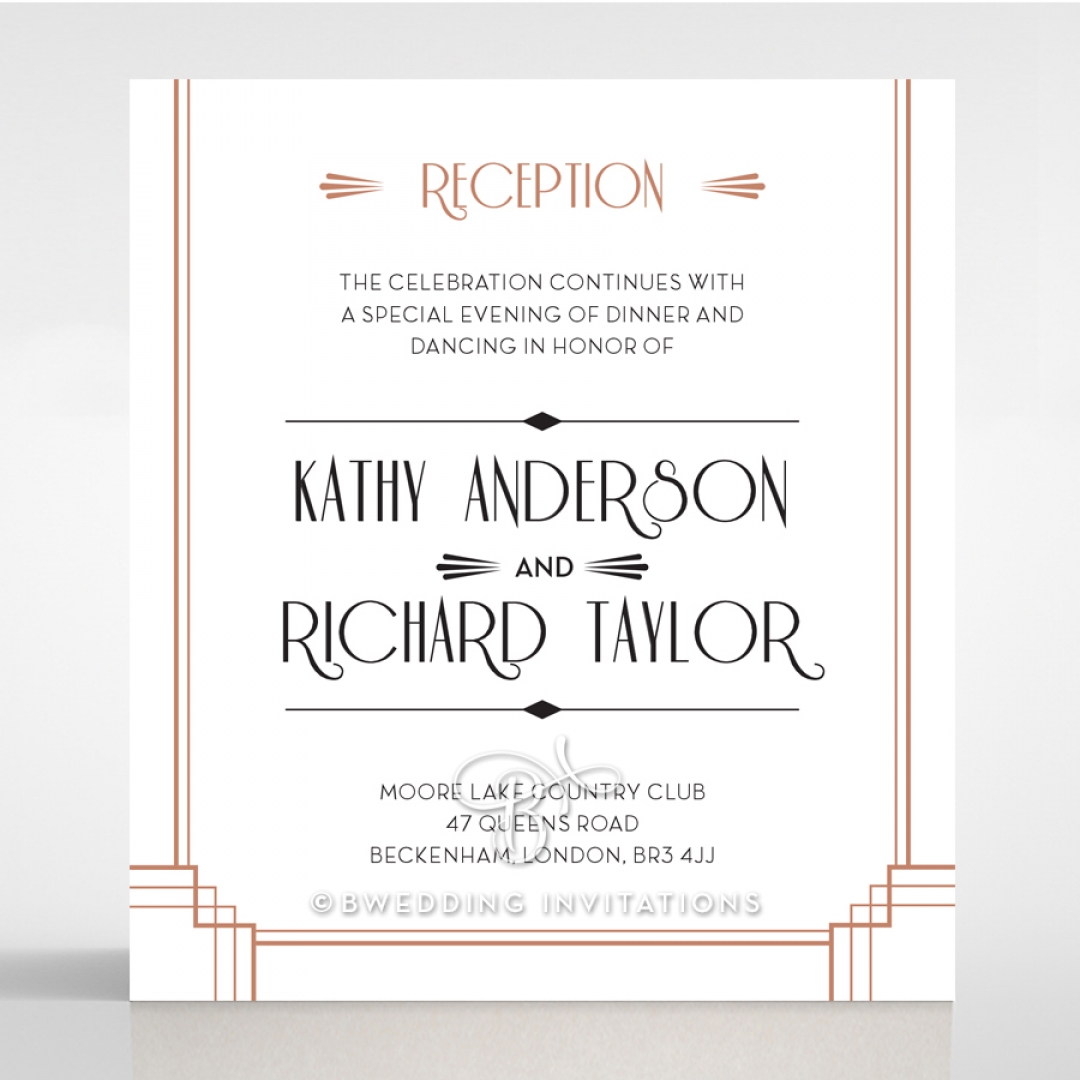 Art Deco Allure reception enclosure stationery invite card design