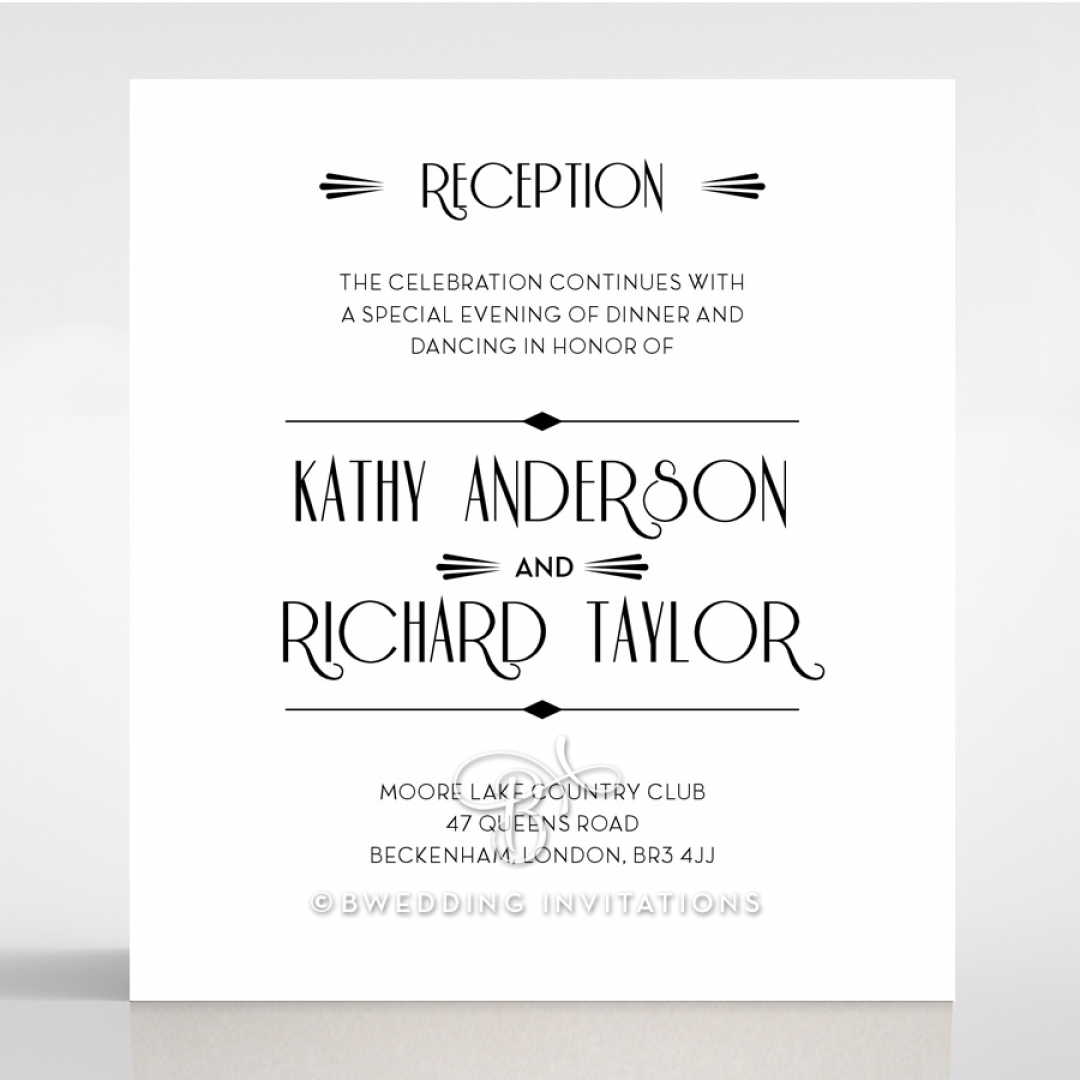 Art Deco Romance reception stationery invite card design