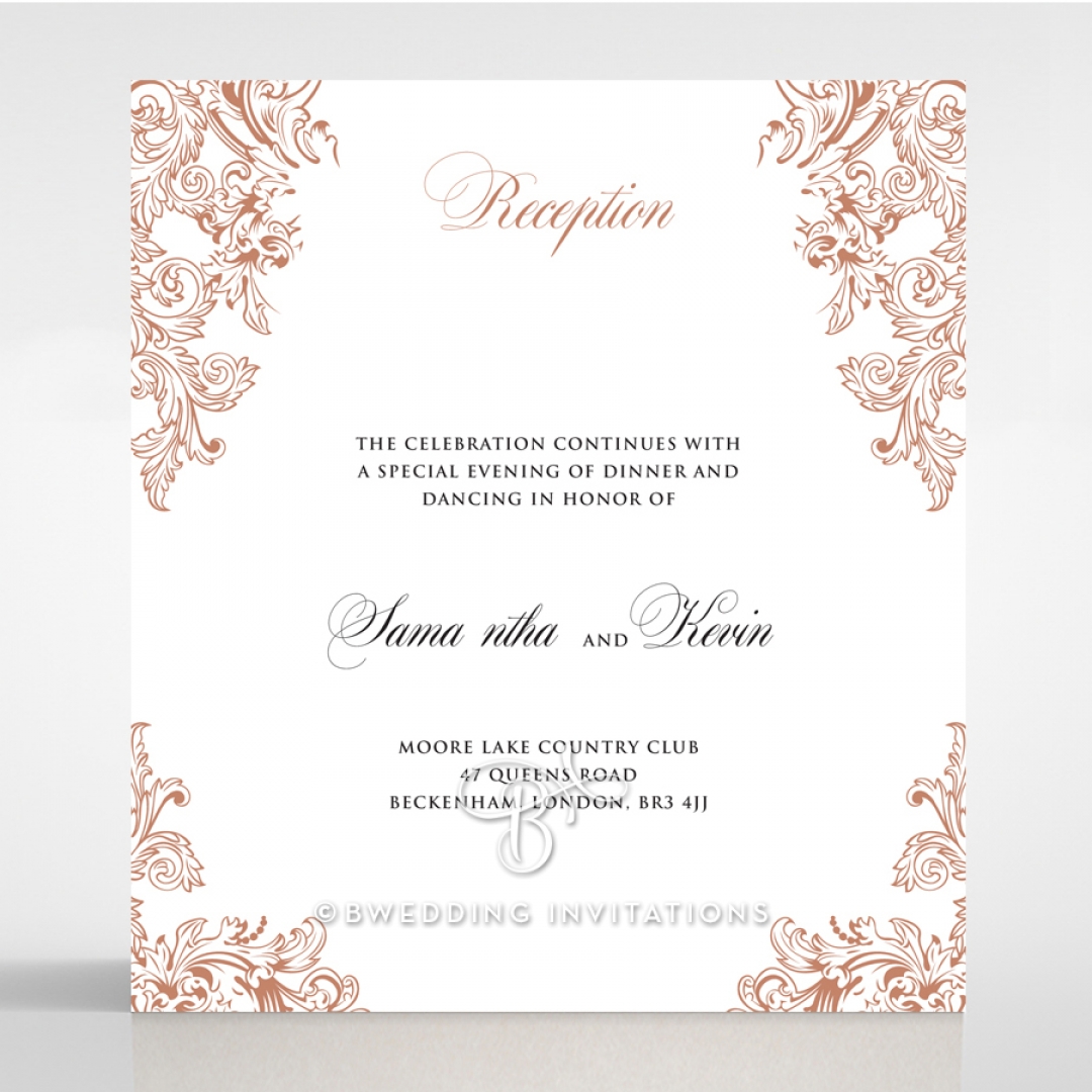 Baroque Romance wedding reception invitation card design