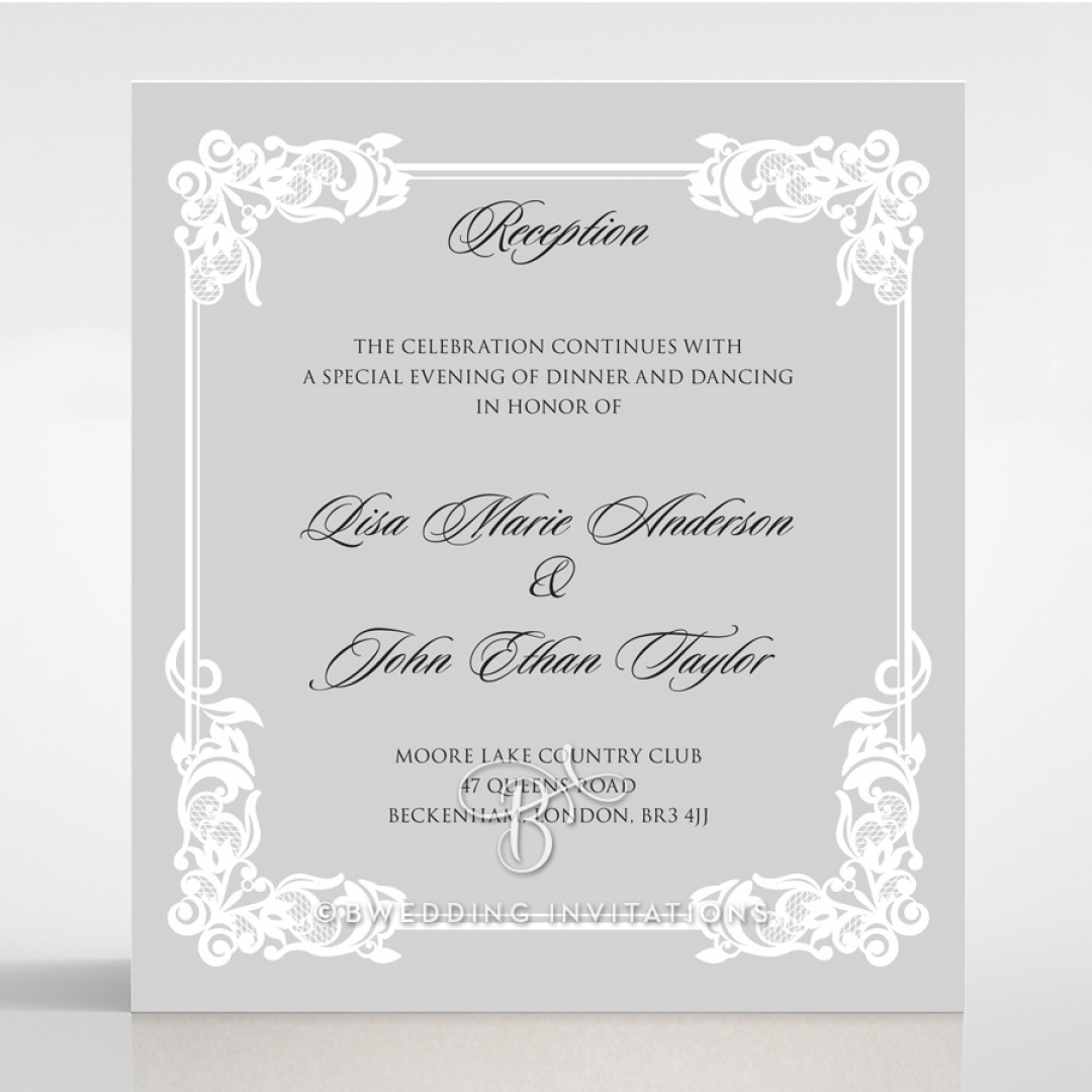 Black Divine Damask reception enclosure invite card