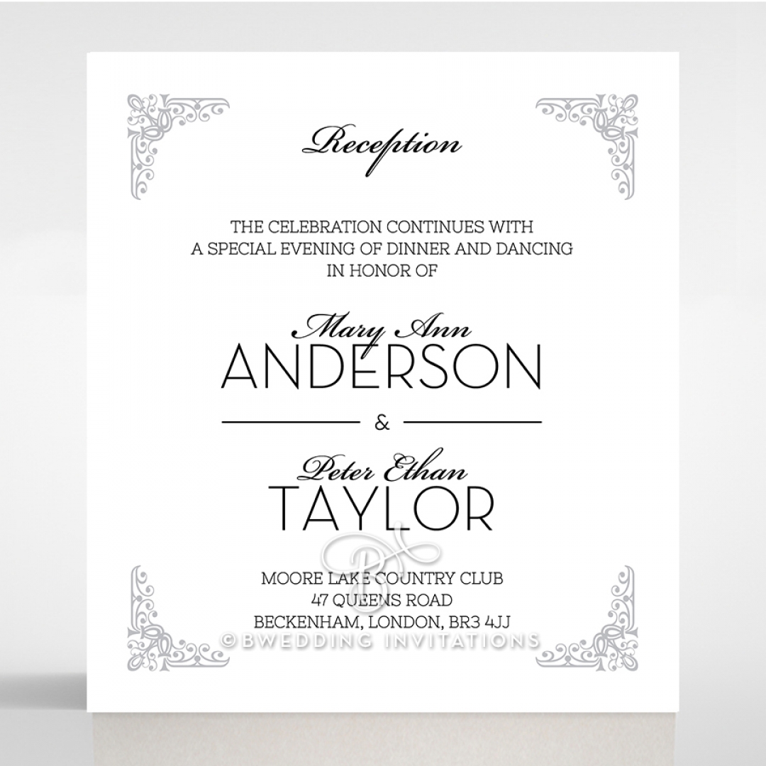 Black on Black Victorian Luxe reception wedding card design