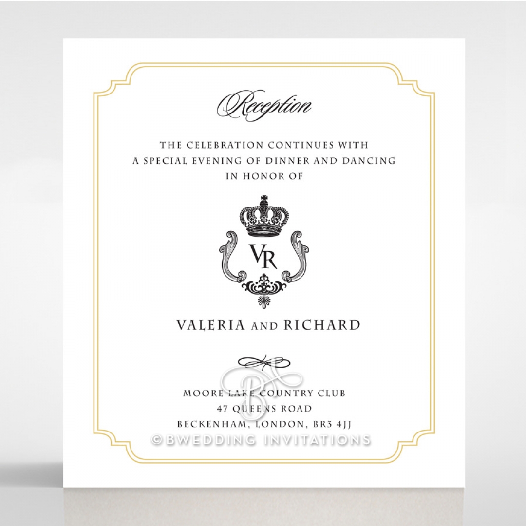 Black Victorian Gates reception enclosure invite card