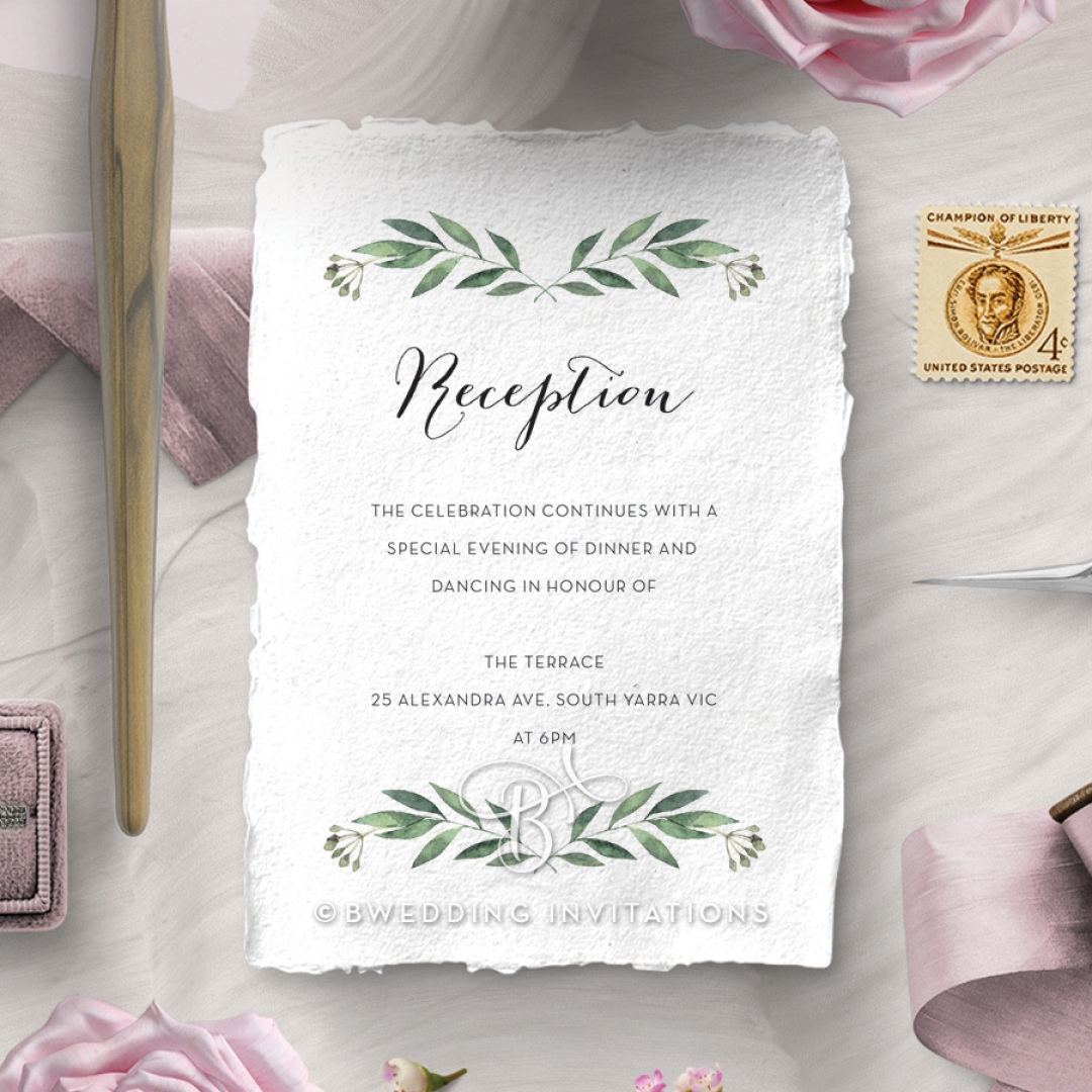 Country Garland reception stationery card design