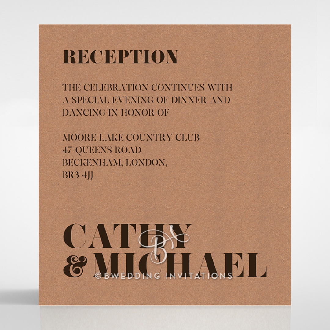 Etched Cork Letter reception enclosure stationery invite card design