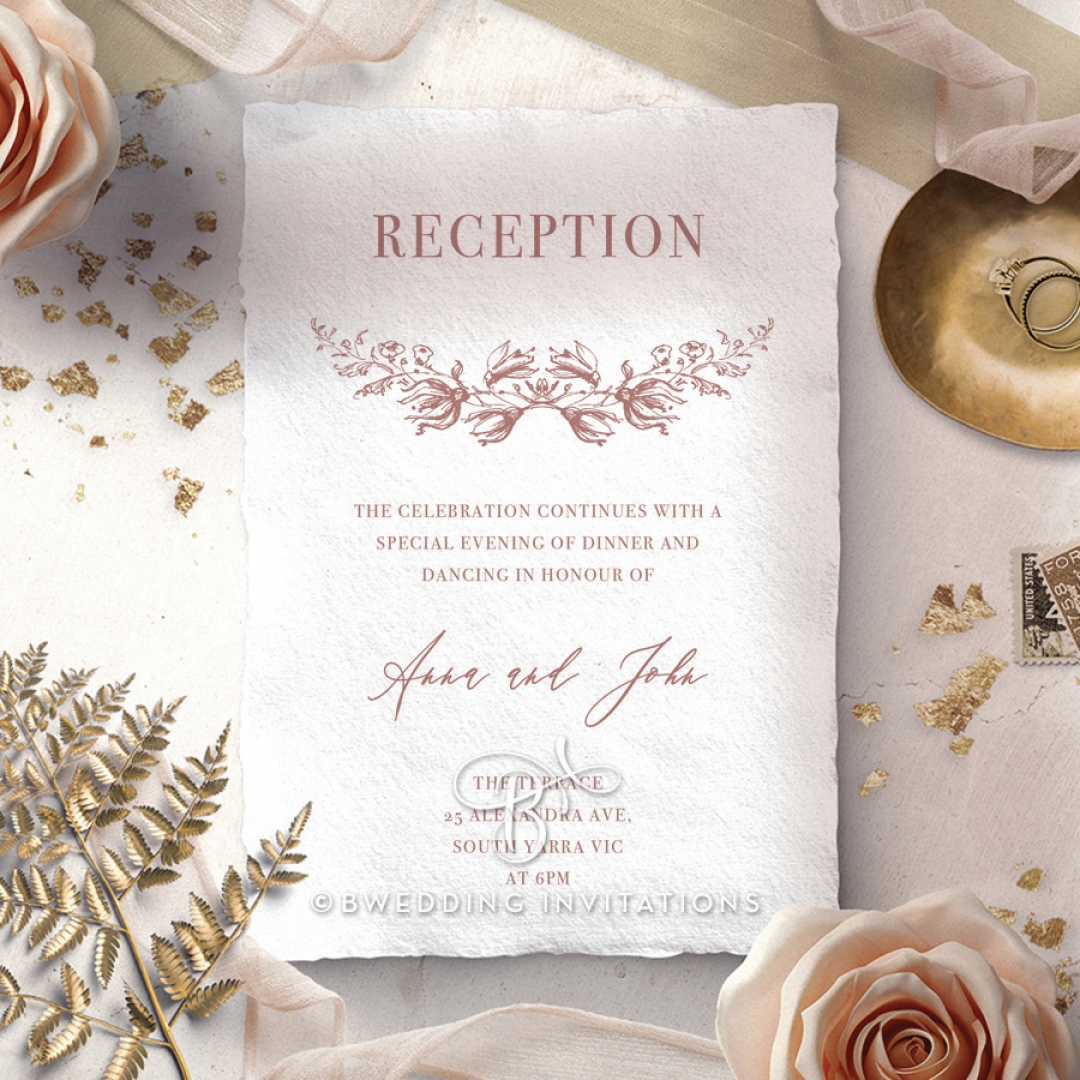 Fragrant Romance reception invitation card