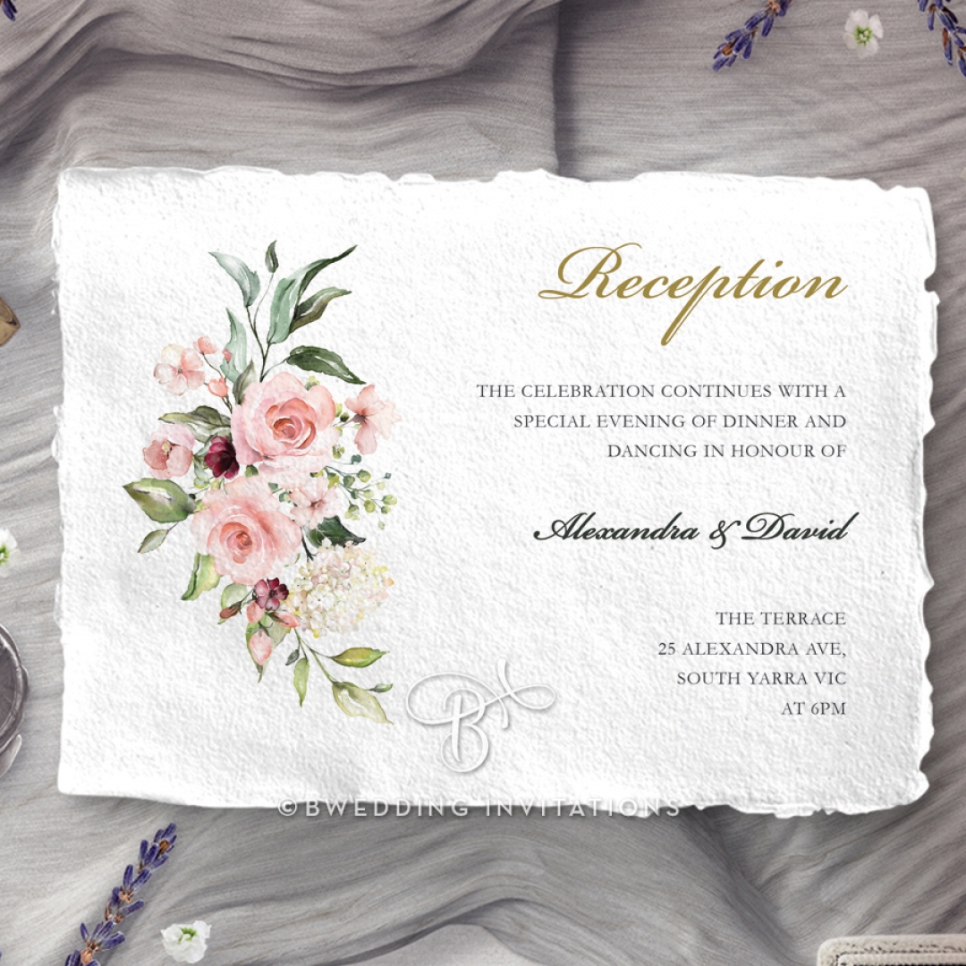 Geometric Bloom wedding reception invitation card design