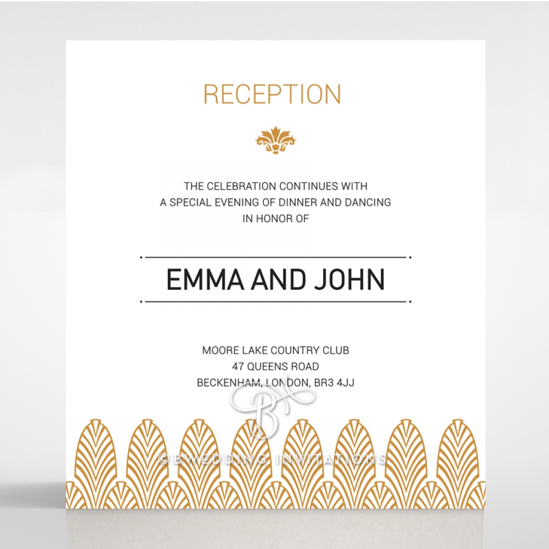 Gilded Decadence wedding reception invitation card