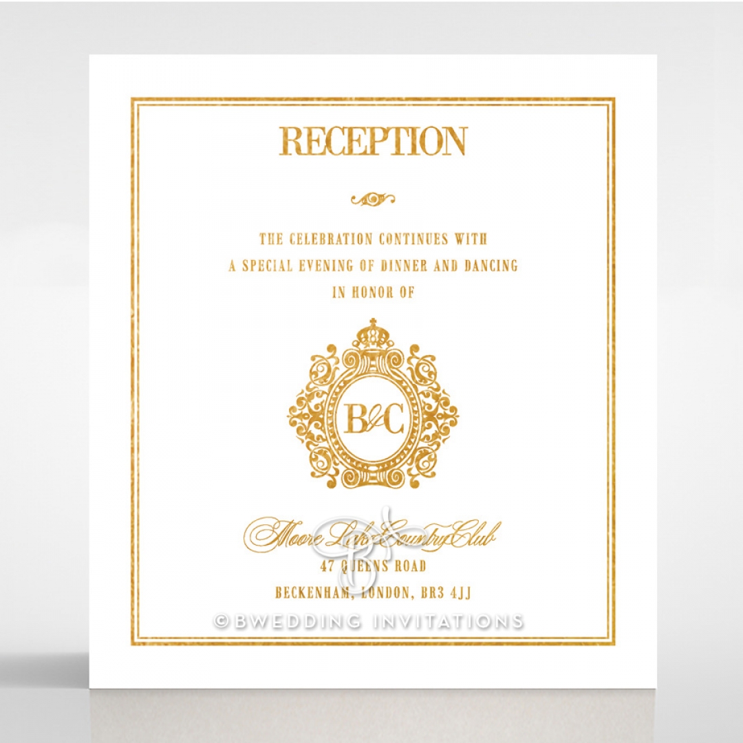 Gold Foil Baroque Gates reception stationery card