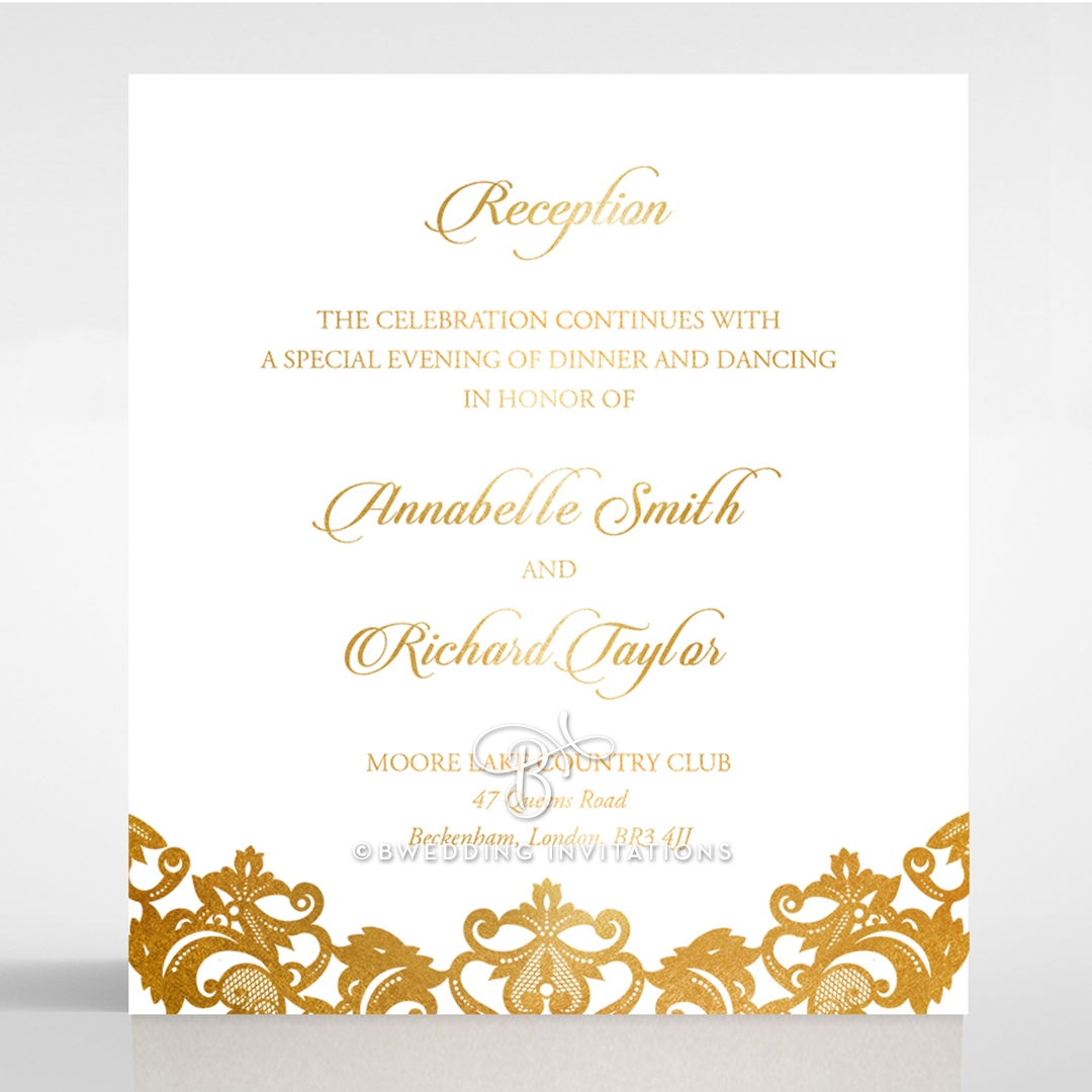 Golden Baroque Pocket with Foil reception wedding invite card