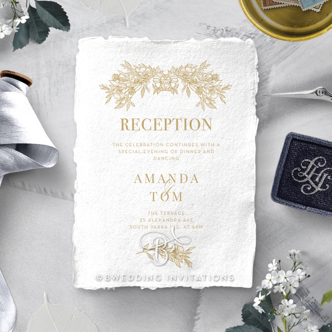 Heritage of Love wedding stationery reception enclosure card