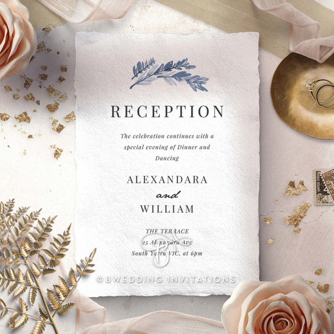 Indigo Round reception invite card