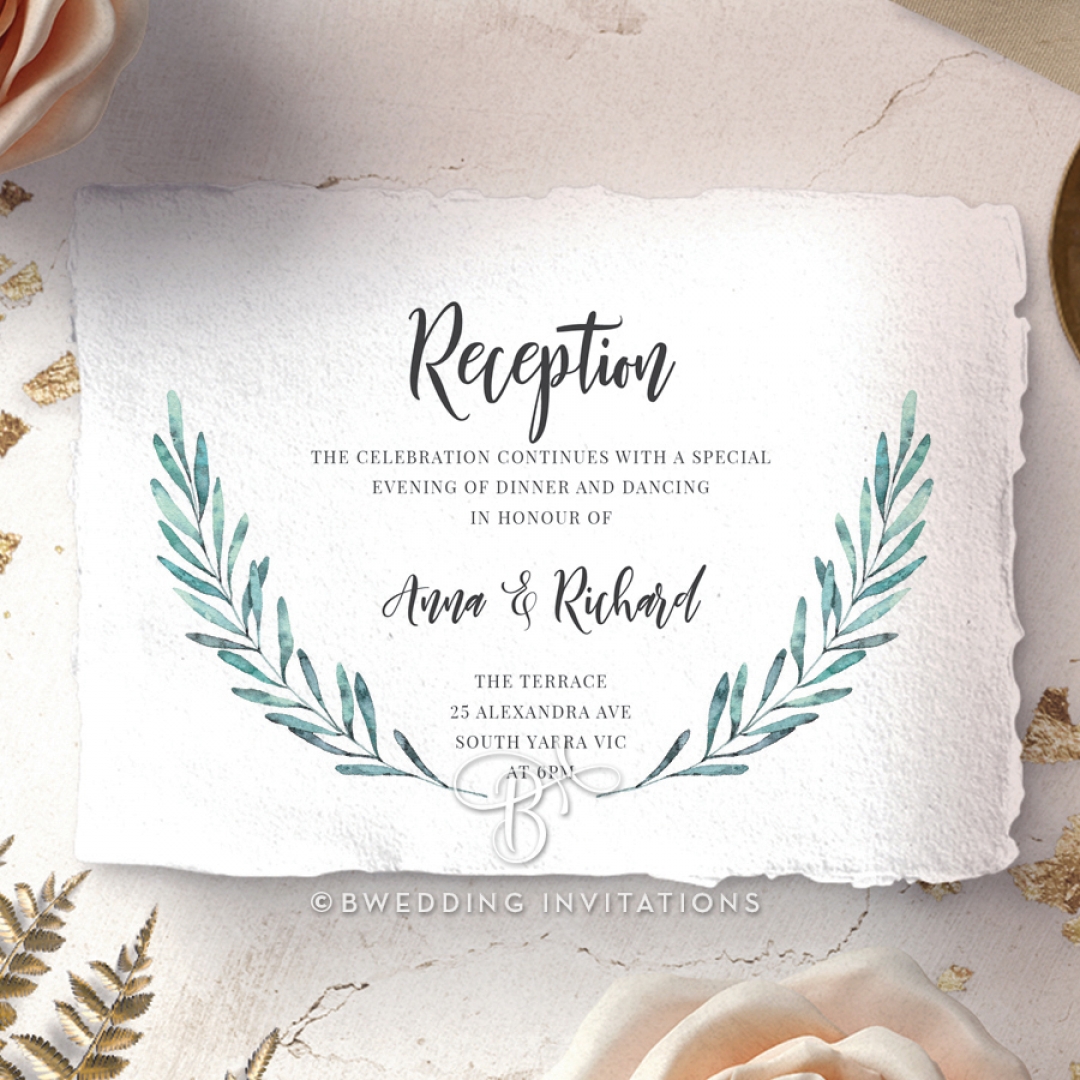 Modern Garland reception wedding card design