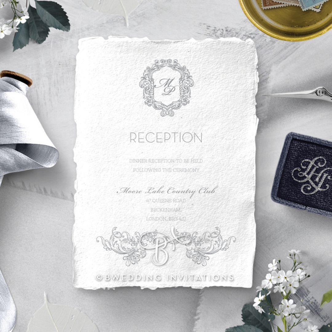 Modern Monogram wedding stationery reception invite card