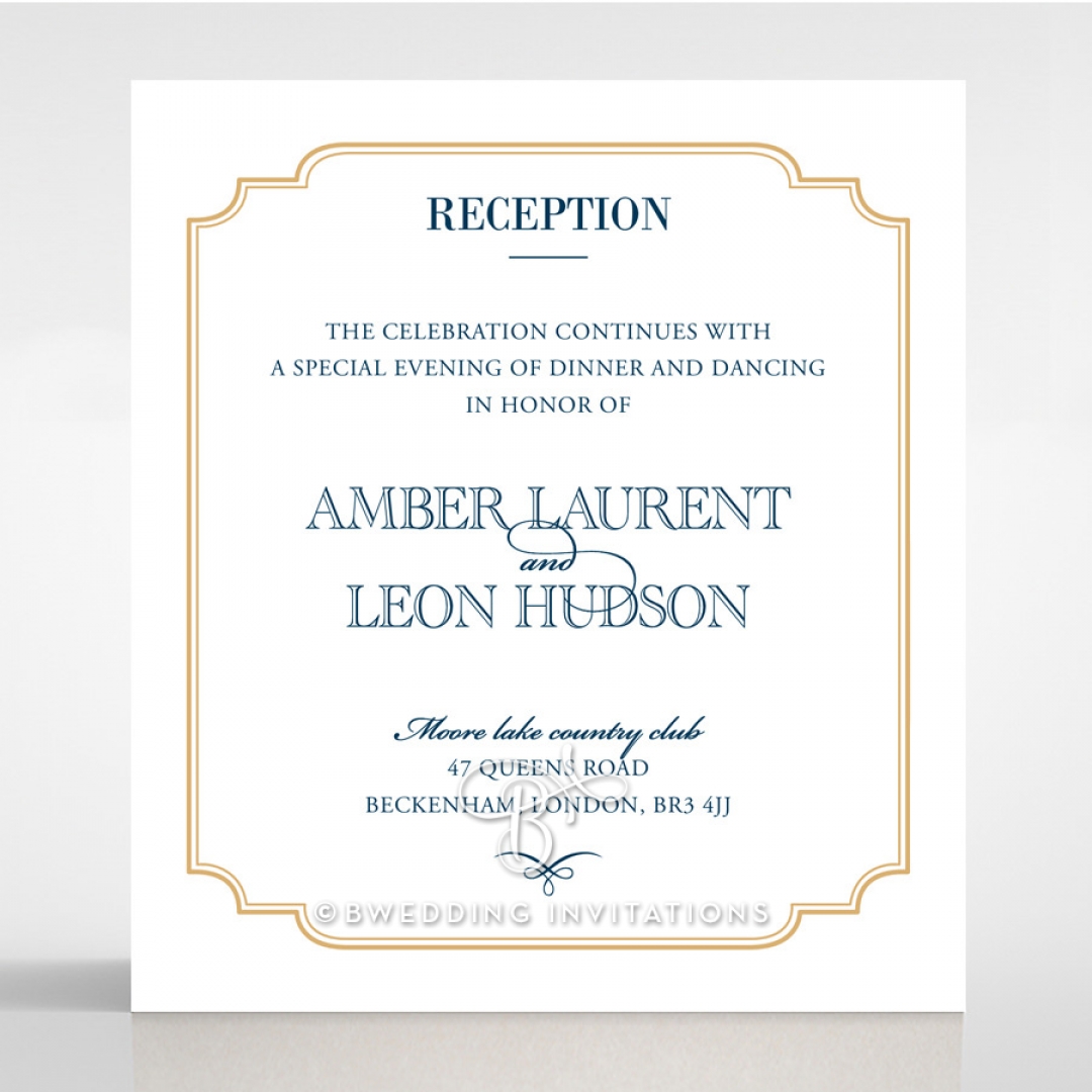 Noble Blue Gates reception invitation card design