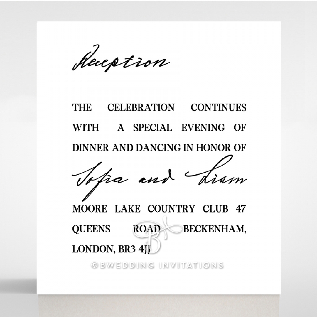 Paper Modern Romance reception enclosure invite card design