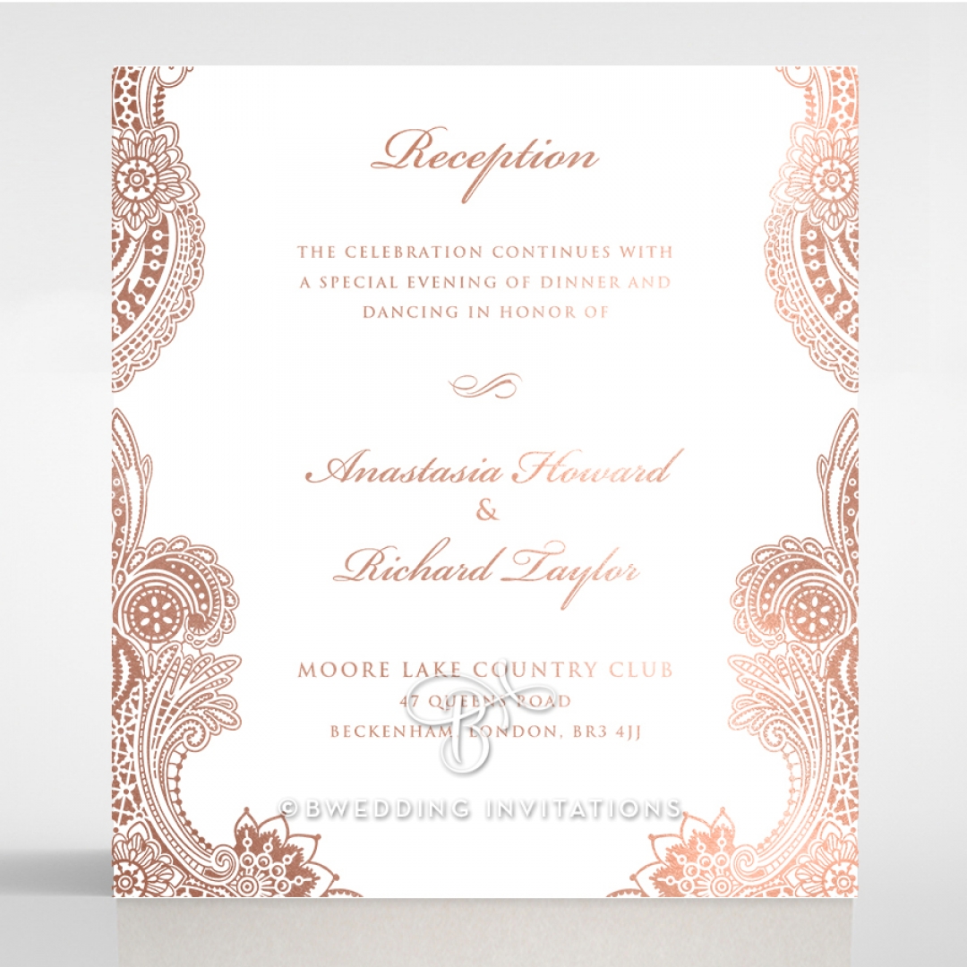 Regal Charm Letterpress with foil reception invitation