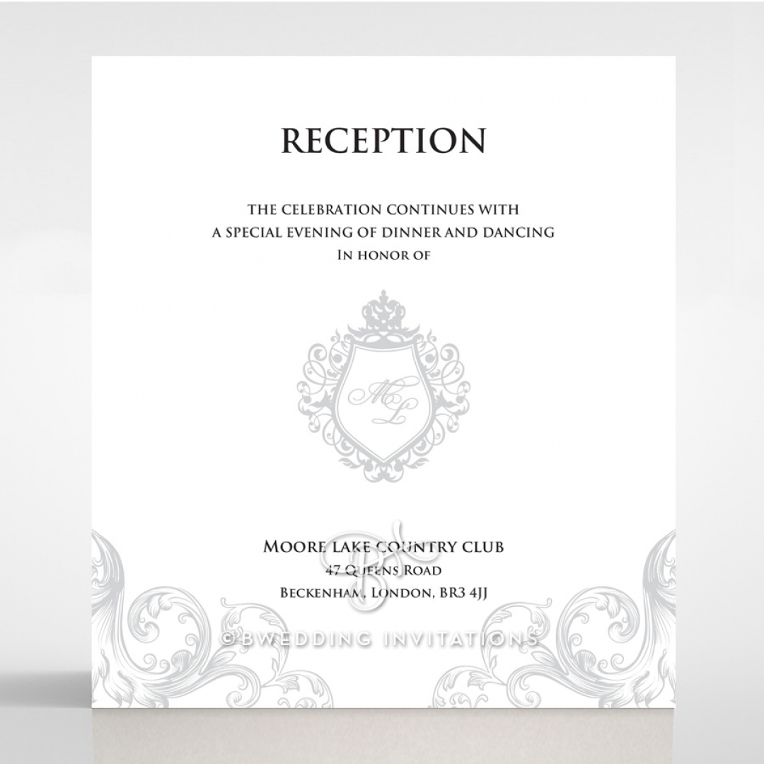 Regally Romantic reception invitation card design