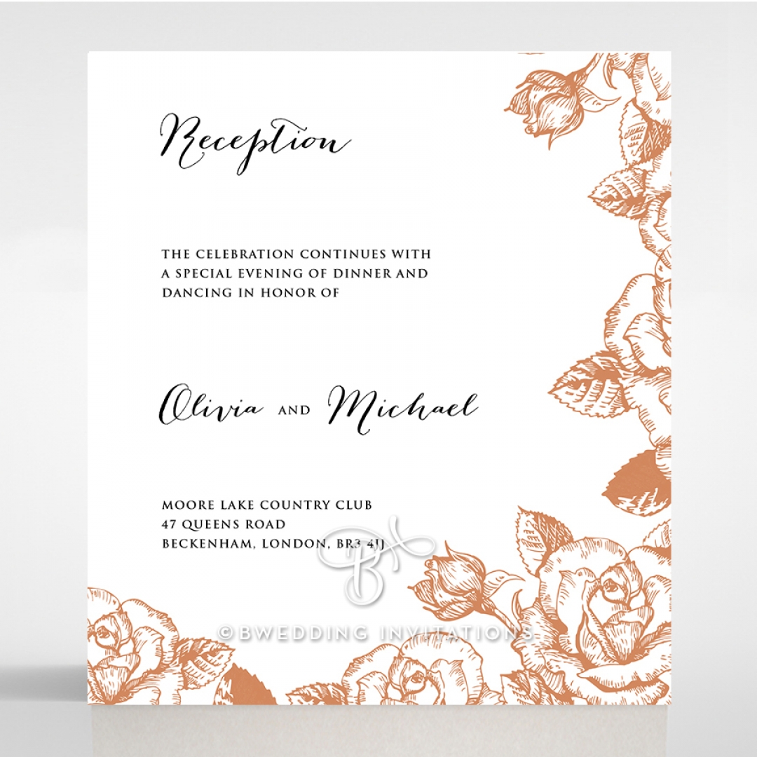 Rose Romance Letterpress reception invite card