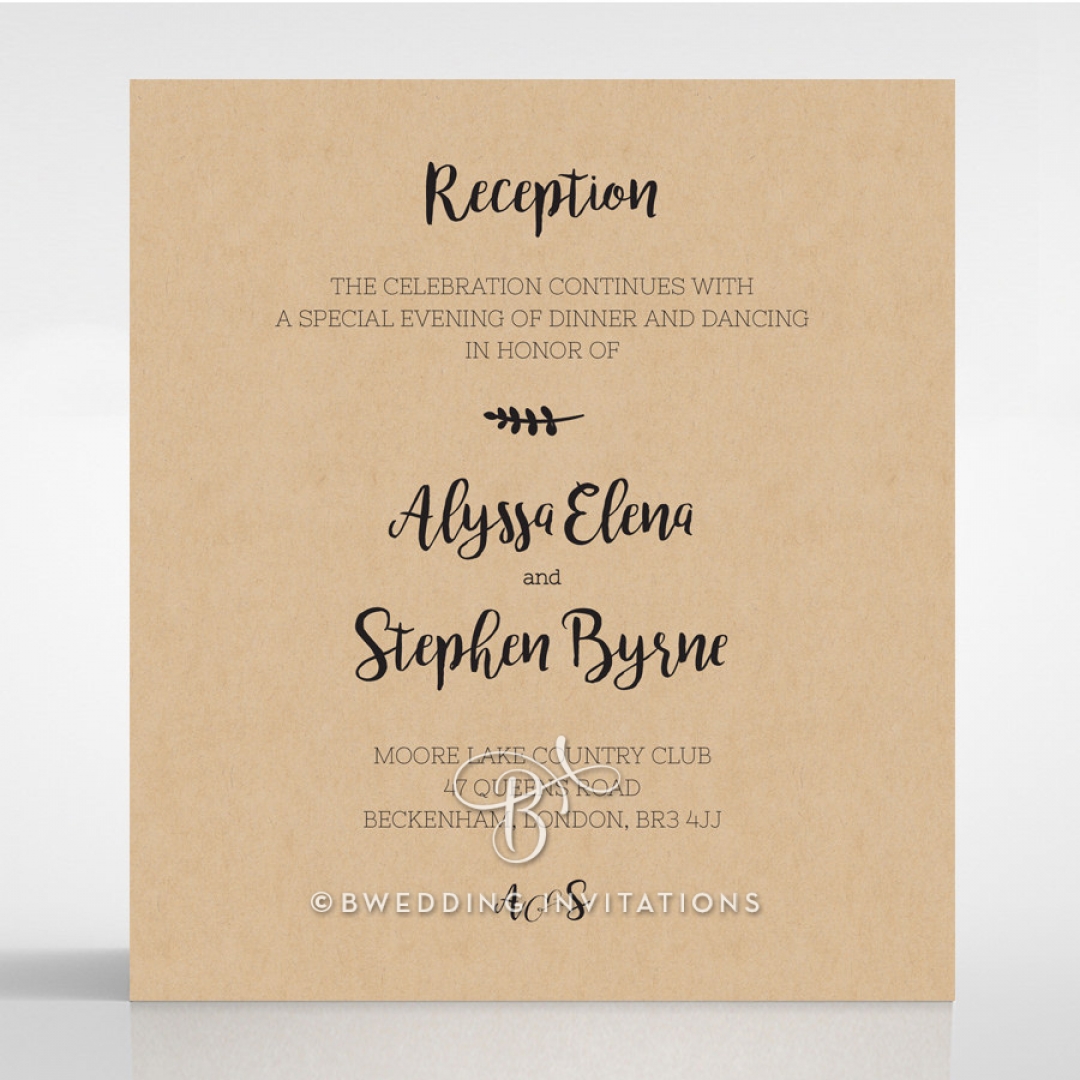 Sweetly Rustic wedding stationery reception card design