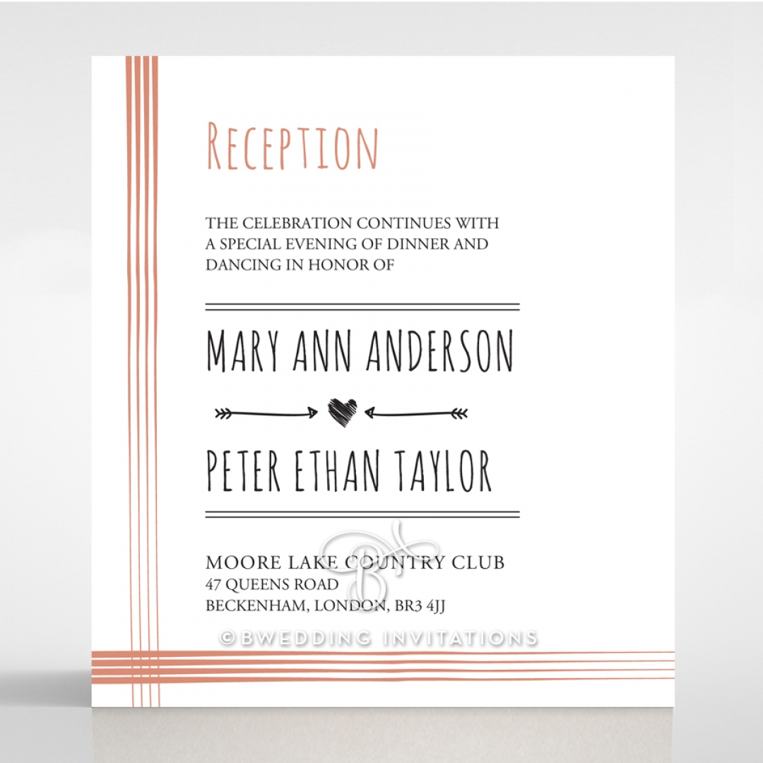 Swept Away reception invitation card design