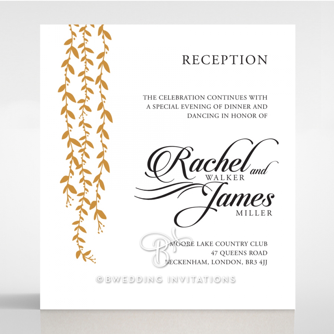 Unbroken Romance reception stationery invite card