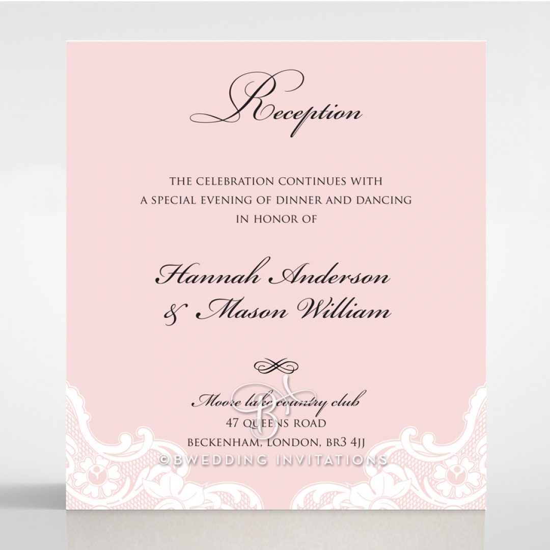 White Lace Drop reception stationery invite card