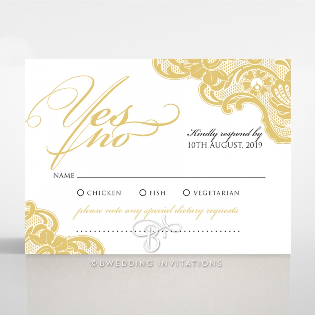 Black Lace Drop rsvp wedding enclosure invite design