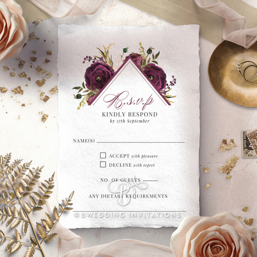 Burgandy Rose rsvp wedding enclosure card design