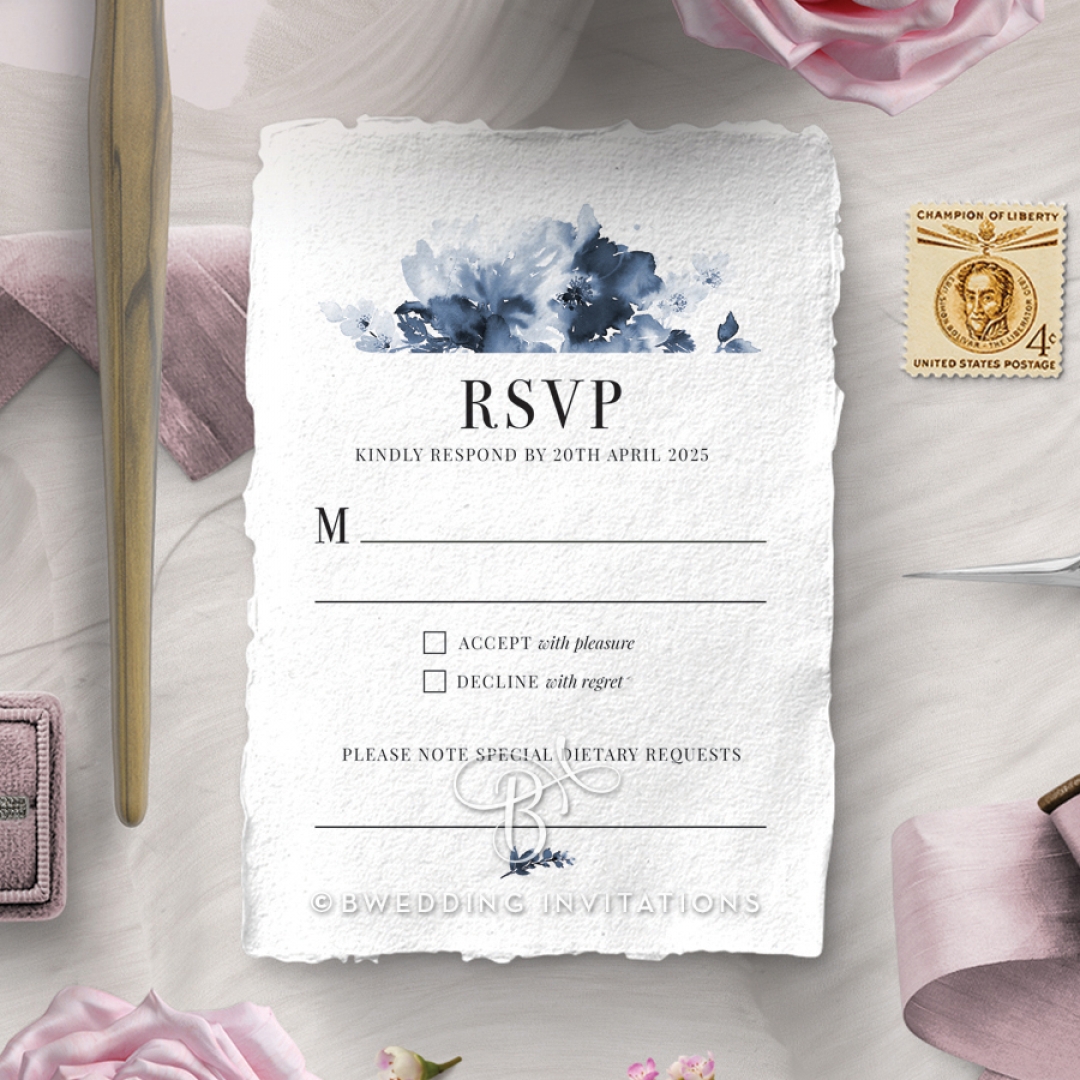 Dusty Watercolour wedding rsvp card