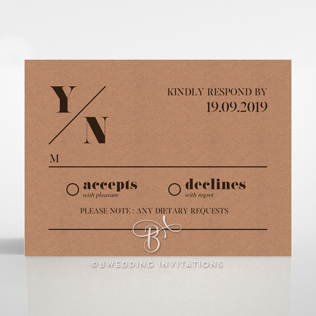 Etched Cork Letter rsvp wedding enclosure design