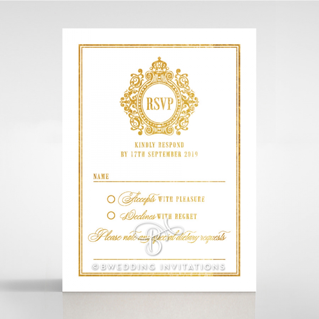 Gold Foil Baroque Gates rsvp wedding enclosure card design