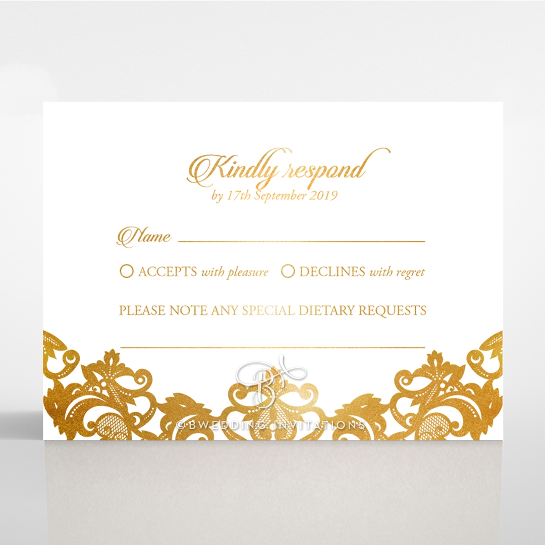 Golden Baroque Pocket with Foil wedding rsvp card