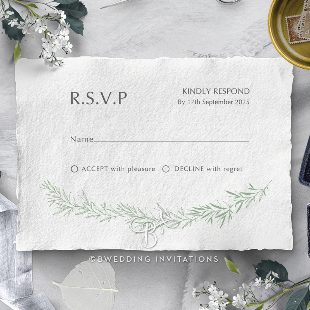 Minimalist Wreath rsvp wedding enclosure design