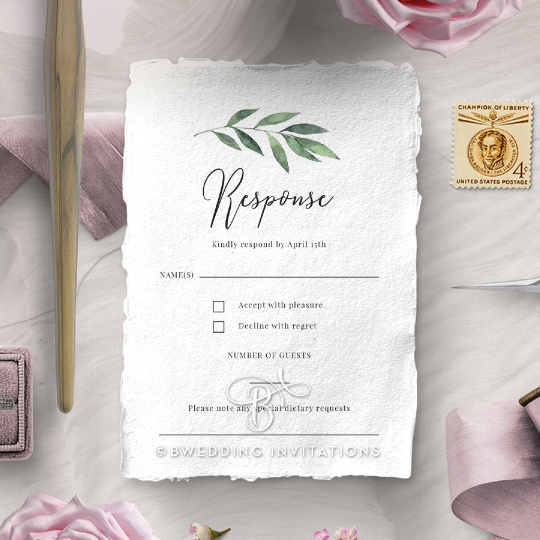 Modern Greenery rsvp wedding card