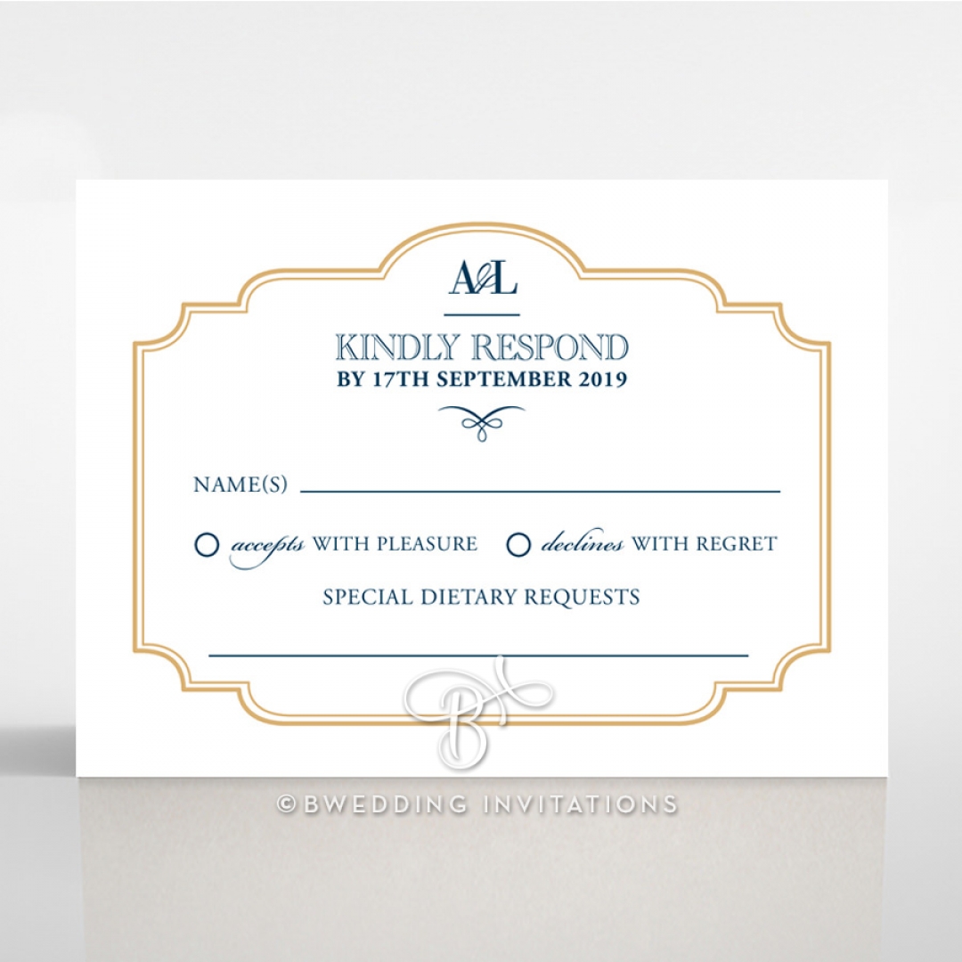 Noble Blue Gates wedding rsvp card