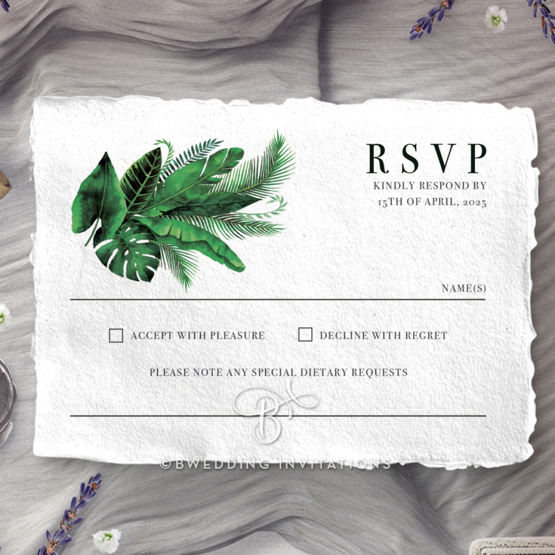 Palm Leaves rsvp card design