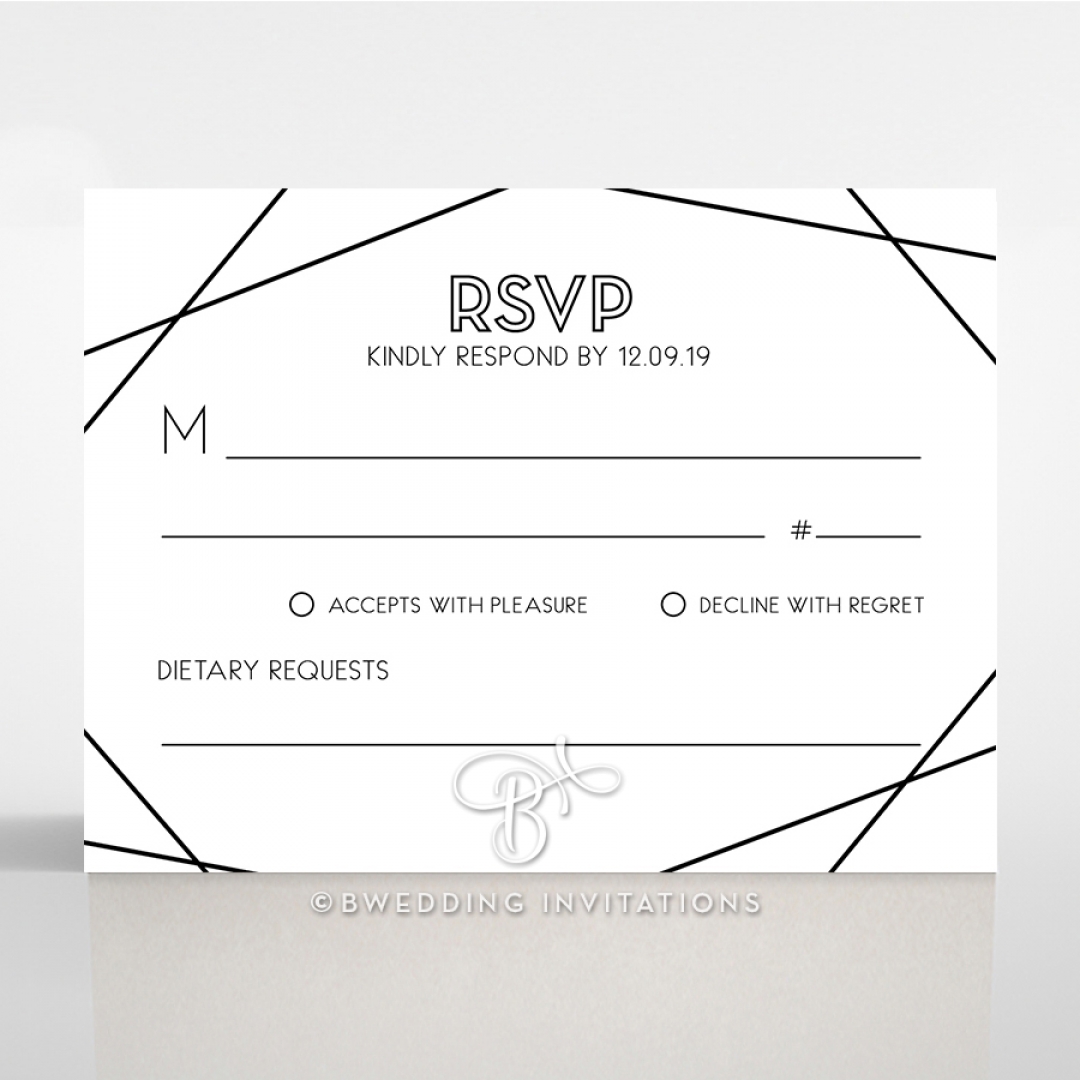 Paper Art Deco wedding rsvp card