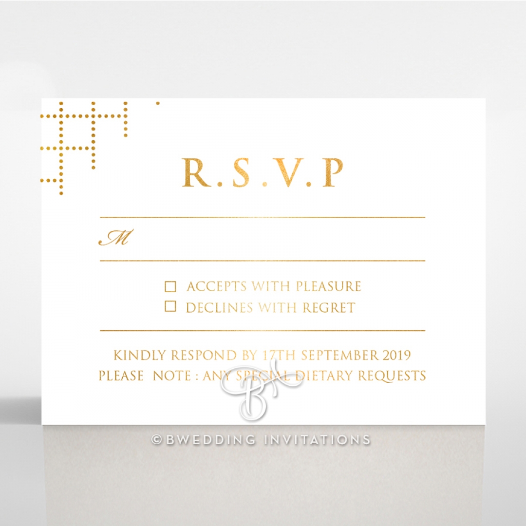 Quilted Letterpress Elegance with foil rsvp