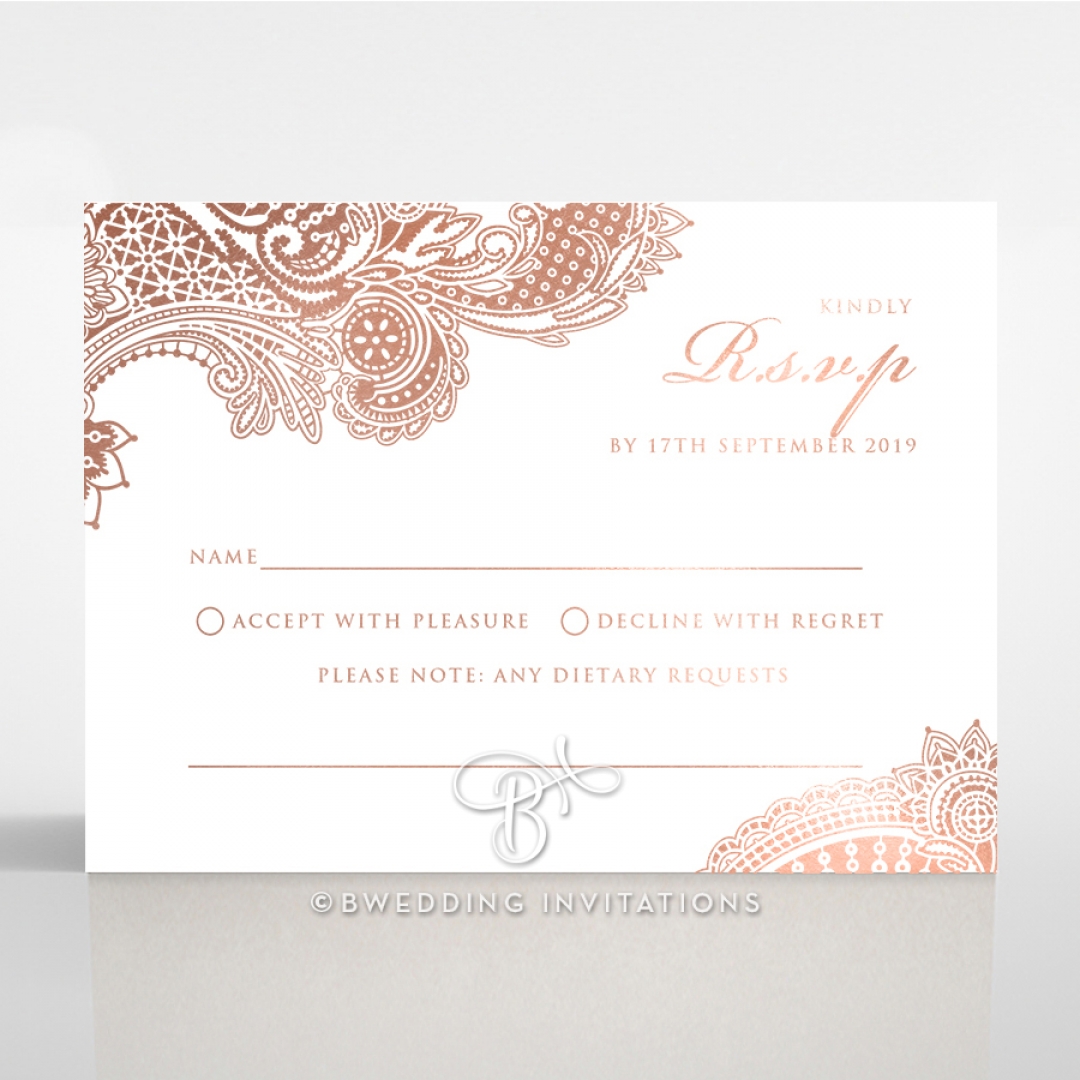 Regal Charm Letterpress with foil rsvp invitation