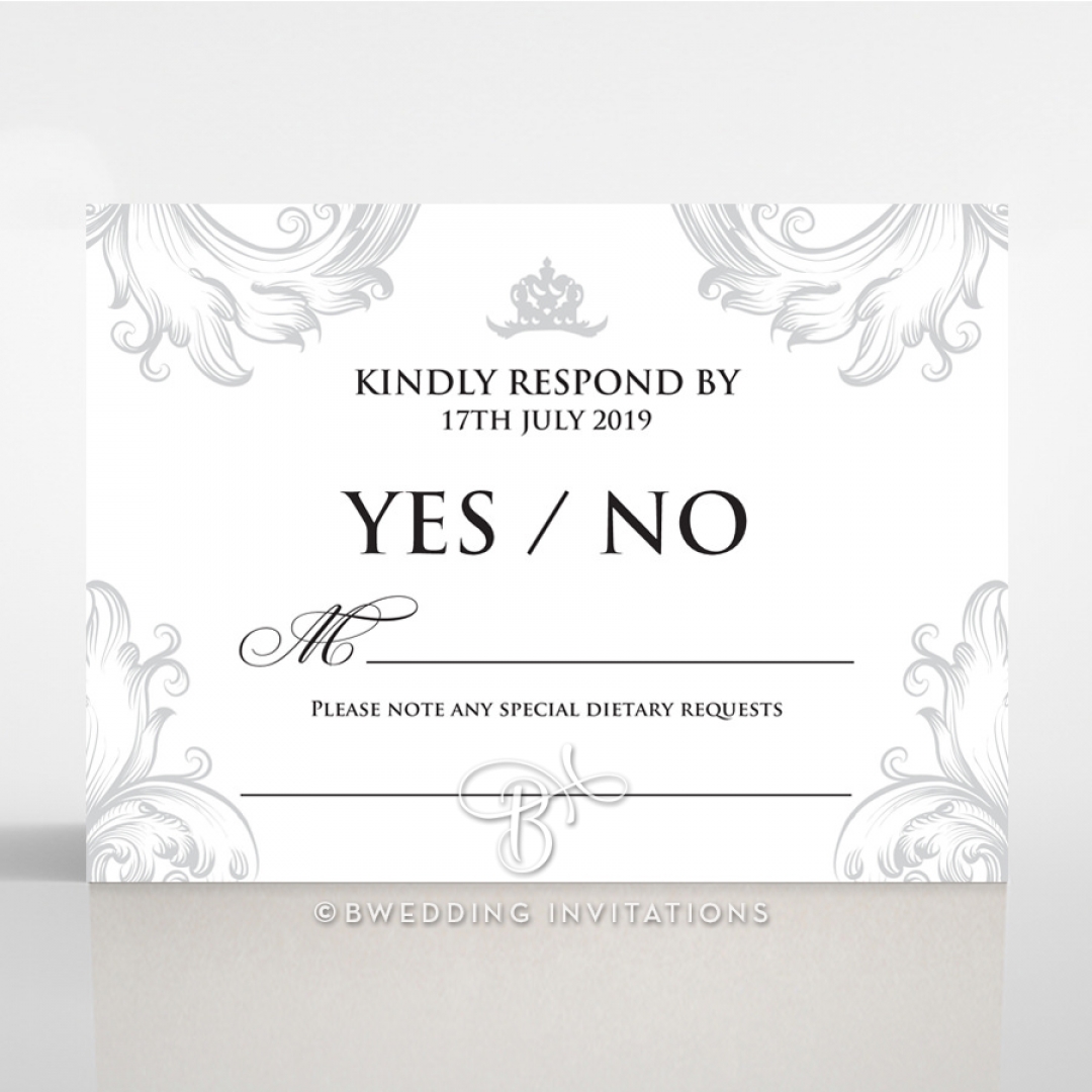 Regally Romantic wedding rsvp card